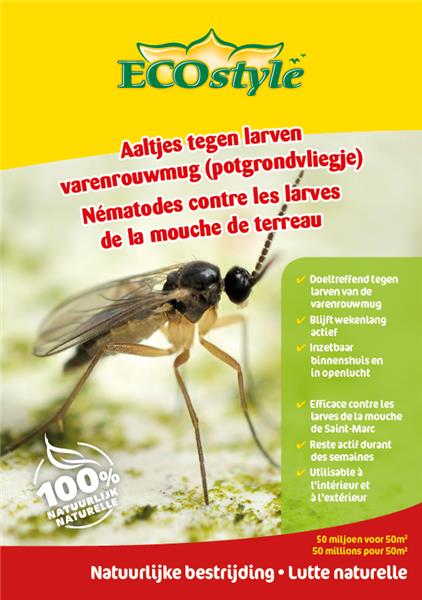 Nématodes contre les larves de la mouche de terreau 5 mil. / 5 m² Ecostyle  BIO - Central Jardin