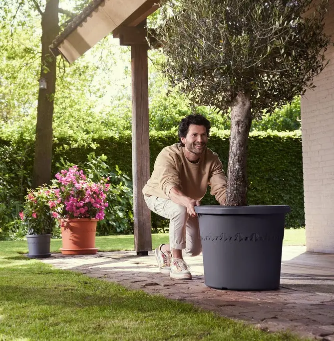 Algarve Cilindro 40cm - Pot plastic Anthracite.webp