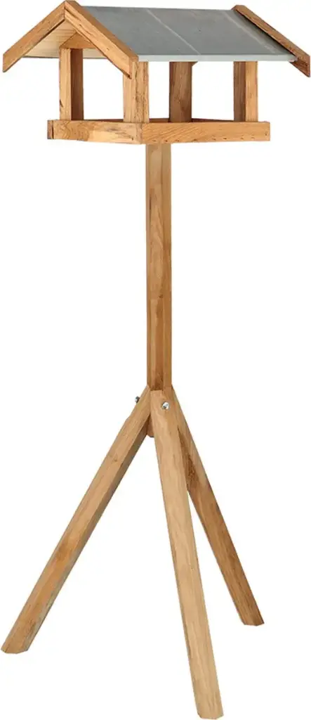 Mangeoire rect. chêne massif huilé FSC toit acier villa / pied