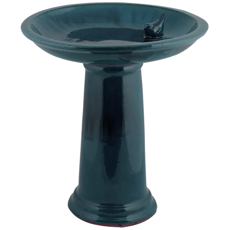 [140415] Bain d´oiseau céramique bleu / pied