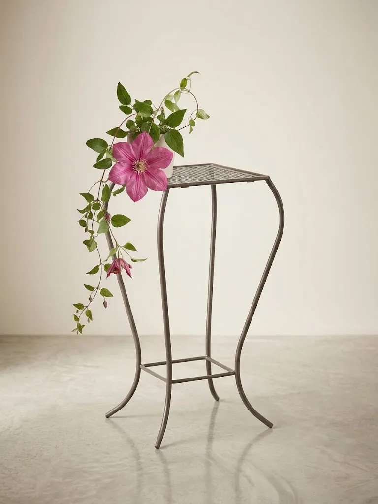 [110671] Sellette métal massif galbe ht 70 cm - taupe / gris alu Louis Moulin