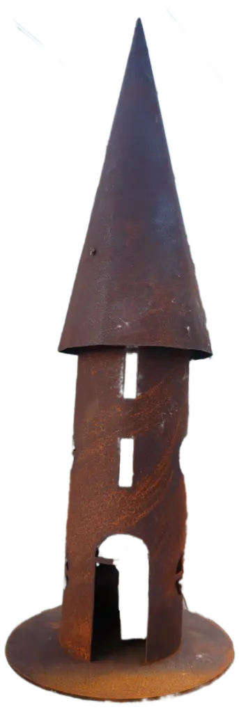 Mangeoire rond H 66cm sur tige 150cm Acier Corten