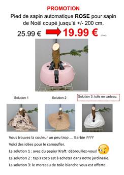 Pied sapin ROSE STAR1 - avec réserve d´eau. LIQUIDATION fin de série. 