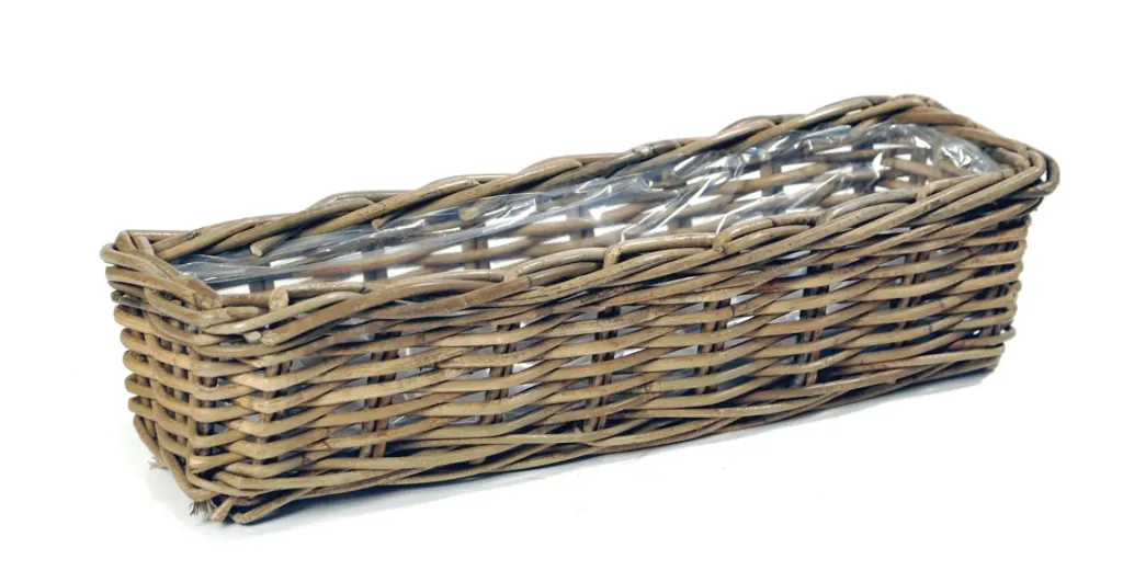 [115970] Laura Rect Basket Osier Natural L60 W16 H15 (Mg)