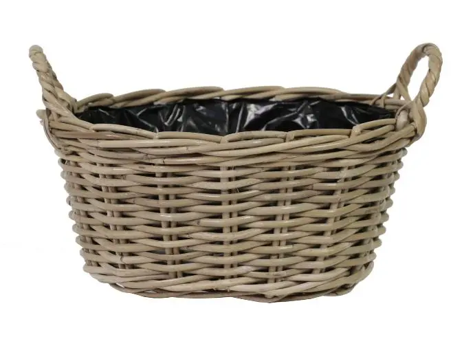 Panier ovale osier naturel L41l31H14 cm 2 anses 