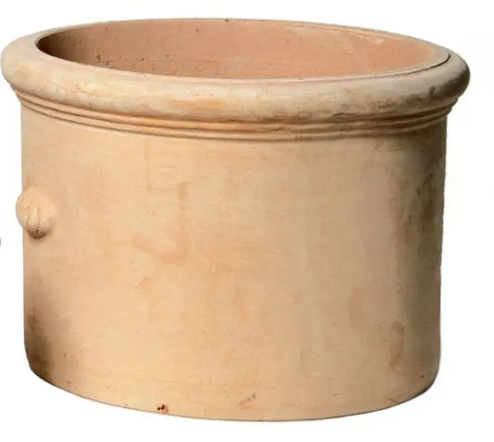 Pot Whitewash D20 H13 cm Cylinder with Button (Mg) ** Terre cuite claire **