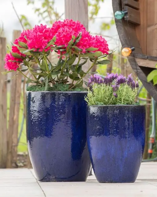 Pot jarre émaillé Egg Vase Falling Blue D45H54 cm (Mg) - Glazed