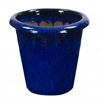 Pot Camelia D 41 H 38 cm Bleu Royal Émaillé (VDG)