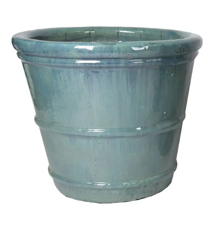 Pot émaillé Conical Ring Celadon D35 H36 cm glazed (Mg)