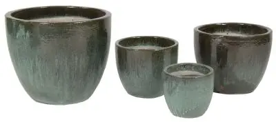Pot Glazed Egg Moss Green D22 H21 (Mg) Emaillé vert