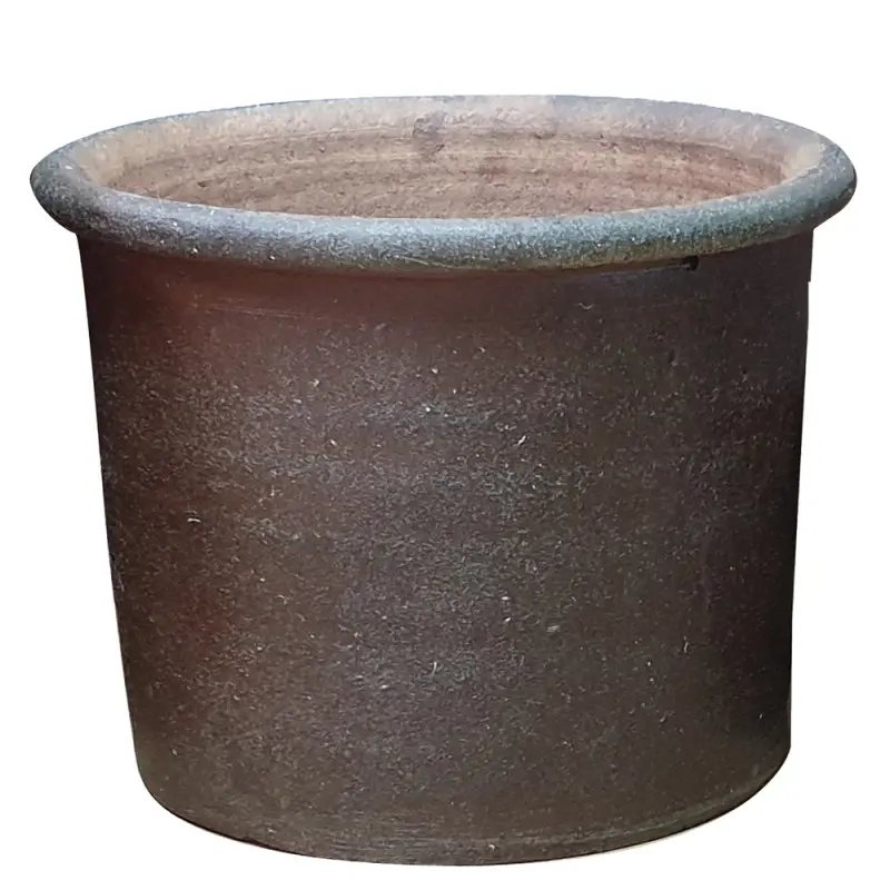 Pot Grès Brun D 22 Ht 15 cm Cylindrique (VDG)