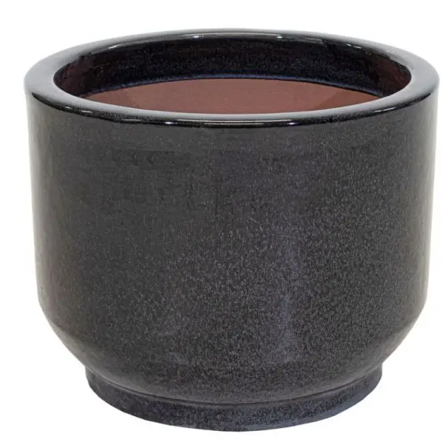 Pot émaillé cylind. / pied Black D30 H26 cm (Mg) 