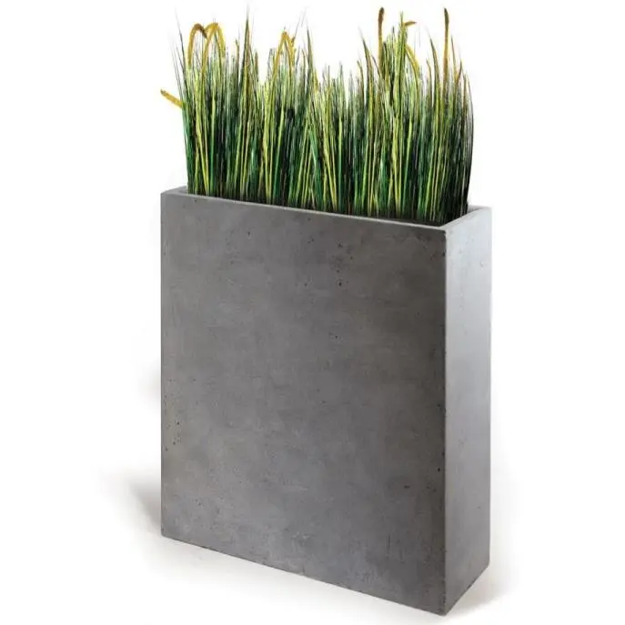 Jardinière Haute Clayfibre Terrace Partit AuthGrey L60 W22 Ht 72 cm Gris clair  (Mg)