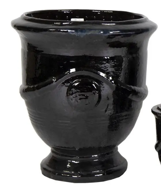Pot Anduze émaillé Shiny Black D40 H45 cm (Mg) Glazed