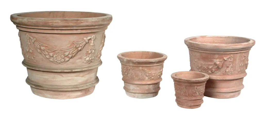 Whitewash Pot Coni avec Garland D40H33 (Mg)