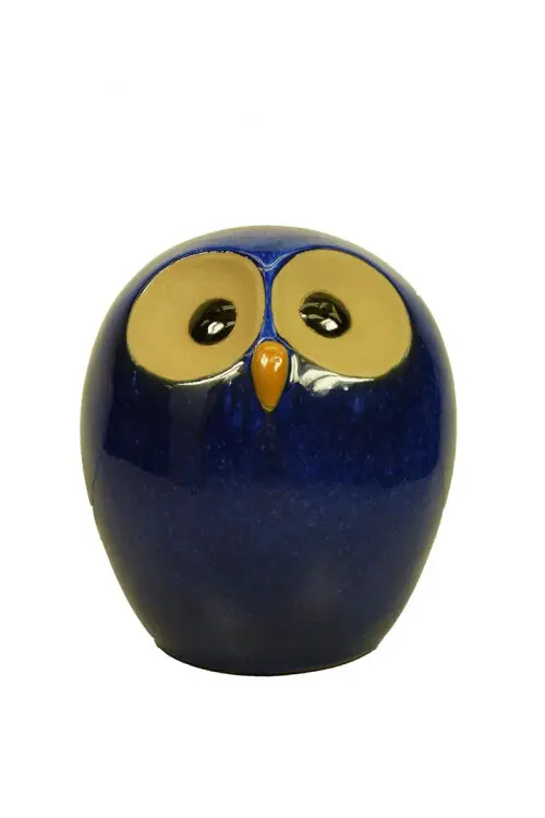 [123532] Hibou Emaillé Bleu Ht 14cm