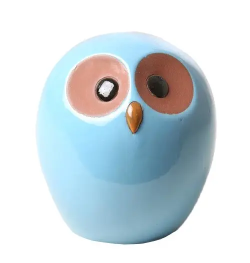 Hibou Emaillé Bleu Ht 21cm