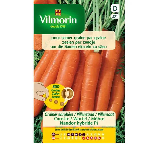 Carotte Nandor HF1 Enrobées  (Vilm) +/- 300 graines