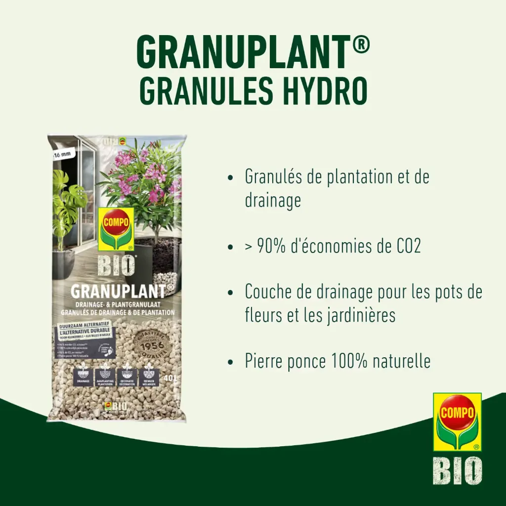 Compo Granuplant 40 L Pierre Ponce Naturelle BIO * Paillage et drainant *