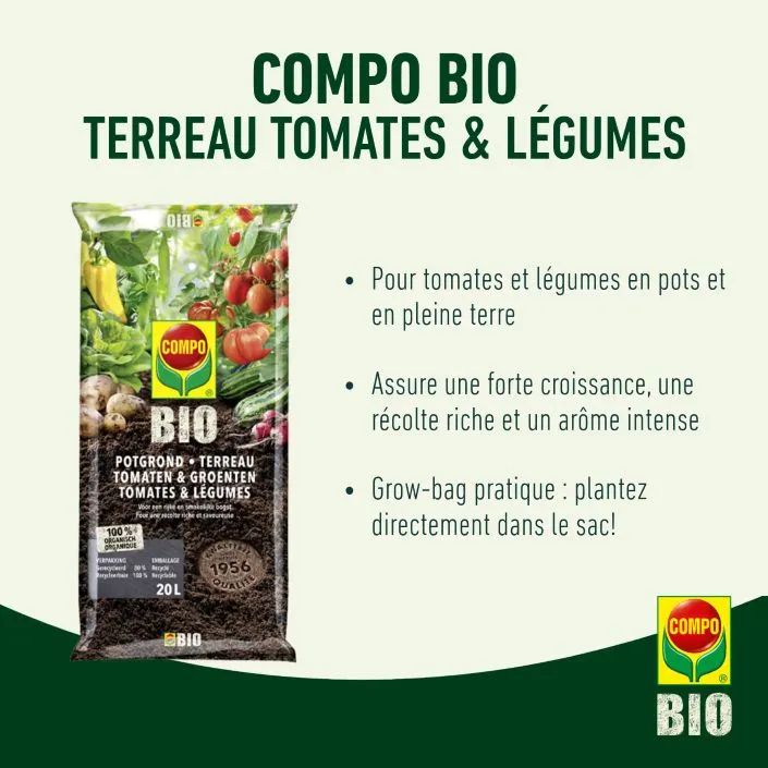 [144349] Terreau Tomates et Légumes 20 L Compo BIO