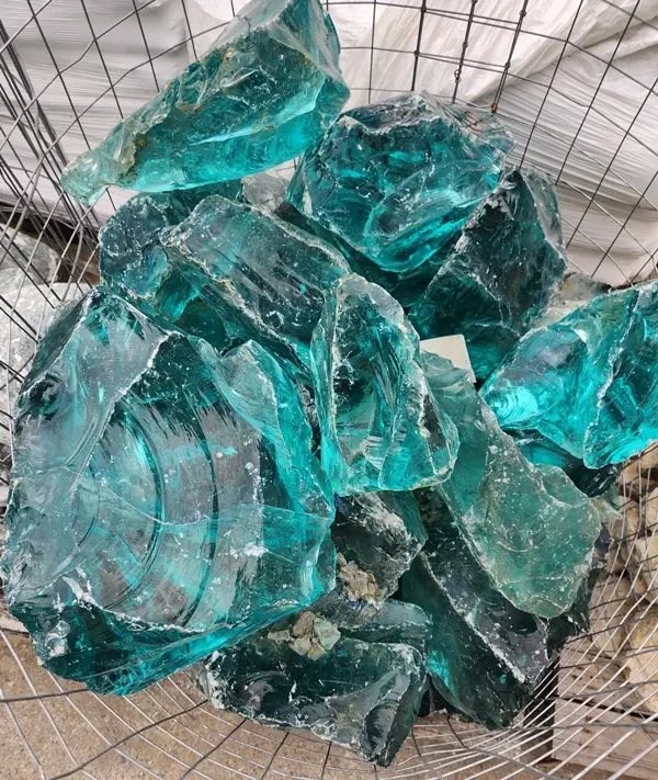 Bloc de verre turquoise vert 15 25 cm / kg