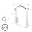 Arche décor treillage larg.150 Prof. 40 Ht 250 cm fer vieilli (3256)