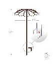 Tuteur parapluie 9 pétales (3646) Fer Vieilli diam 1 m ht tot 2.5 h sol 2