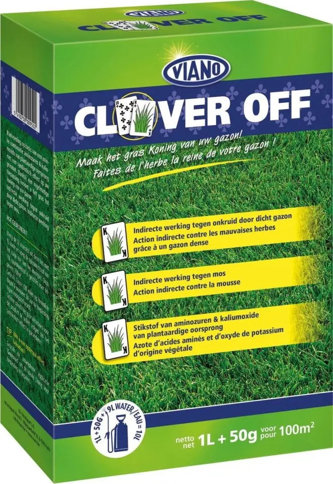 Viano Clever Off 1 L. 100M²  NEW ** Contre les trèfles et les mousses dans le gazon **