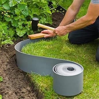 Bordure plastique GRIS 15 cm / 10 m Souple
