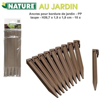 Piquets ancres bordure souple Ht 26.7 taupe * 10 pc