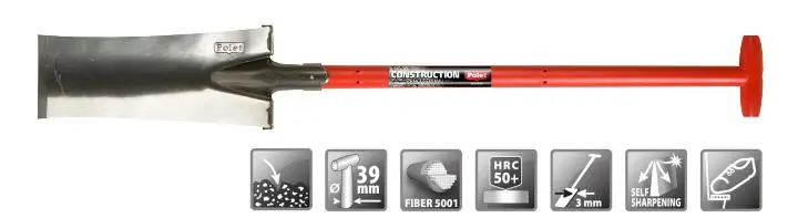 Beche terrassier 380 140 mm manche T fibre 5001 prof Polet ** Super solide **