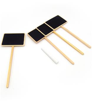 Etiquettes ardoise / 4 pc, cadre bois FSC, inclus craie - H20,5 x 8,6 x 6 cm