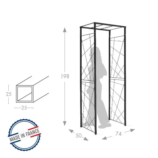 Arche Pergola tube CAR25 mandala anthracite passage 74, lar. 50x Ht 198 cm (5013)