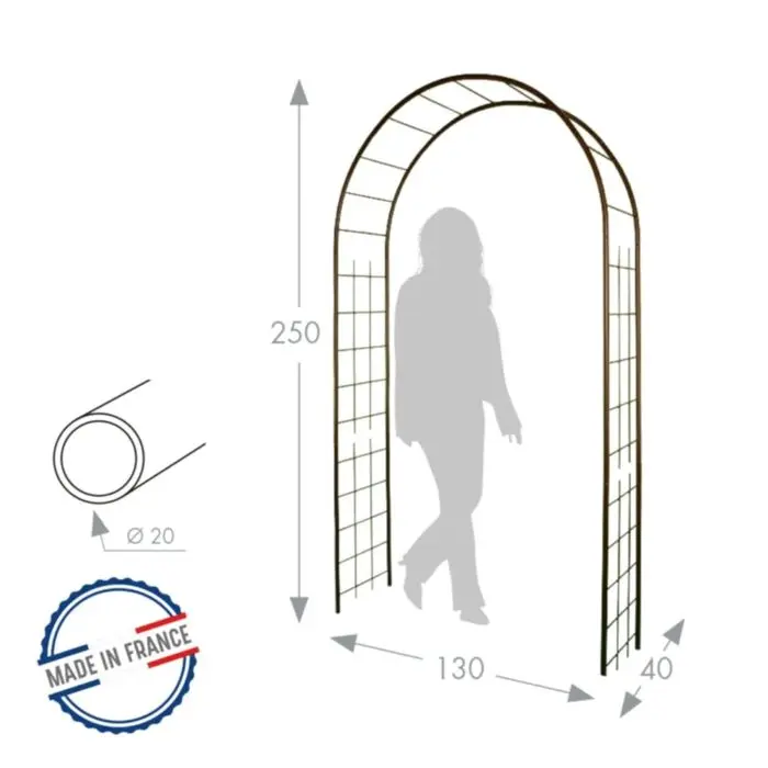 Arche double décor treillage (3144) larg. 130 Prof. 40 Ht 250 cm vert sapin - Pergola