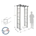 Arche Pergola tube carré 20 fer vieilli (3046) Passage 97, l 40, Ht 198 cm