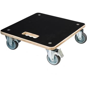 Support roulant bois FSC®, noir, charge maxi 250 kg, 4 roul. (2 avec frein)  H11 x 38 x 38 cm