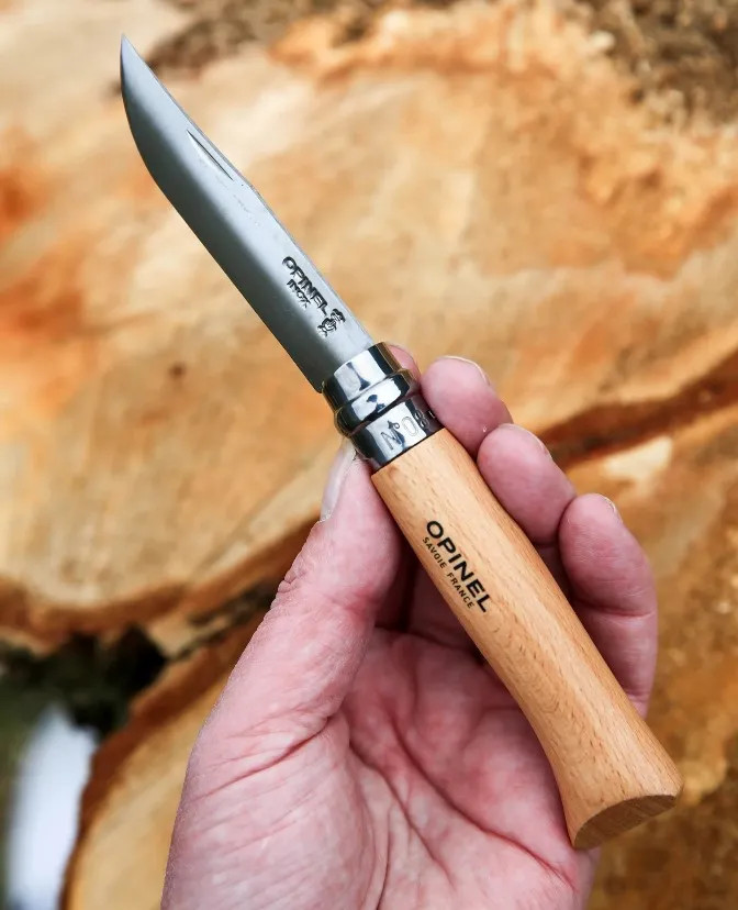 [143420] Opinel Couteau de Poche N°08 Classic,inox/ bois,etui, bague