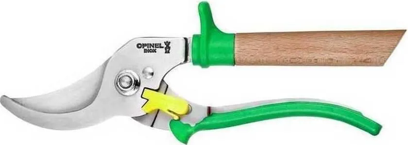[143402] Opinel Sécateur de jardin, inox/bois, vert, Le Sécateur.