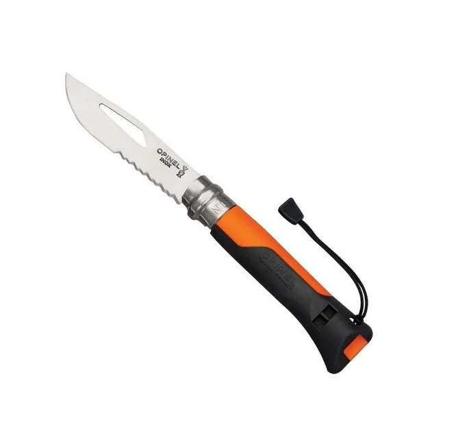 [143435] Couteau de Poche N°08 Outdoor,Opinel,orange,sifflet,boîte