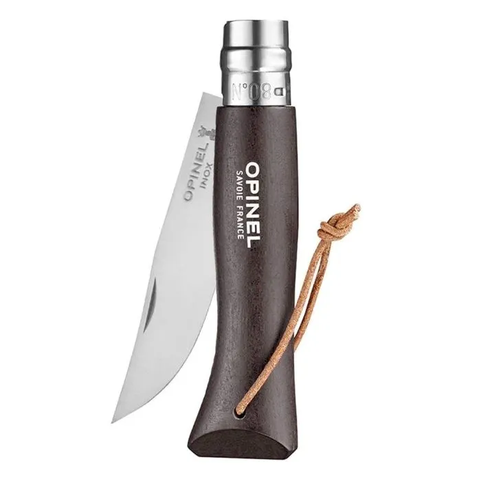 [143446] Couteau de Poche N°08 Noir, Opinel Colorama, inox,lanière