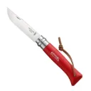 Couteau de Poche N°08 Rouge, Opinel Colorama, rouge,lanière