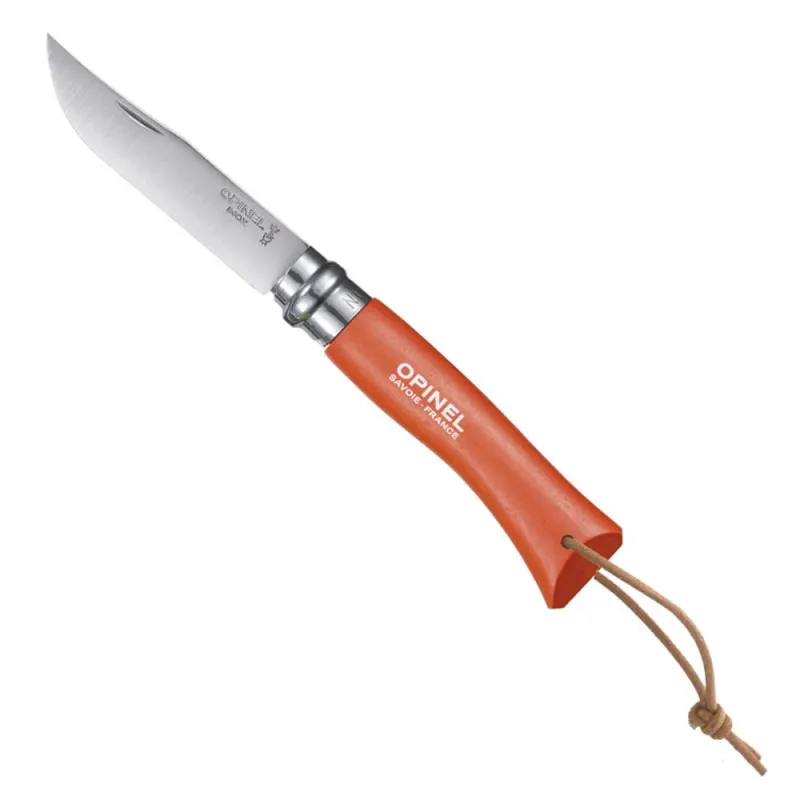 [143444] Opinel Couteau de Poche N°07 Orange, Colorama, inox,lanière