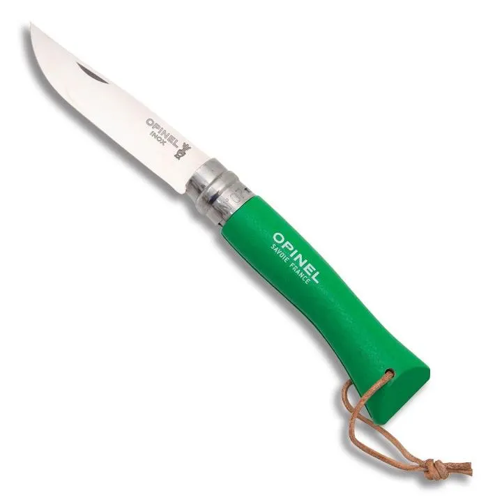 [143445] Opinel Couteau de Poche N°07 Vert, Opinel Colorama, inox,lanière