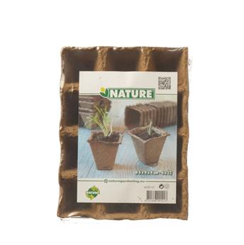 Pots carrés 4 cm en 6 plateaux de 12 alvéoles biodégradables