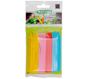 Etiquettes (20) à piquer (bleu, jaune,rose,rouge) - H10 cm