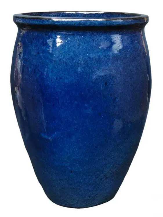 Jarre émaillée bleu D36 H52 cm 
