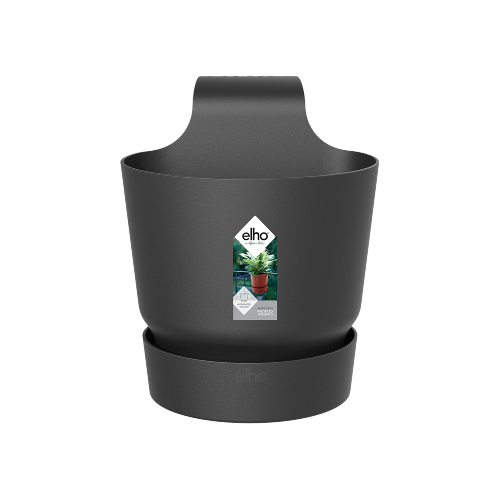 Elho Greenville Easy Hanger Single Plastic Outdoor/Balcony Plant Pot - Living Black