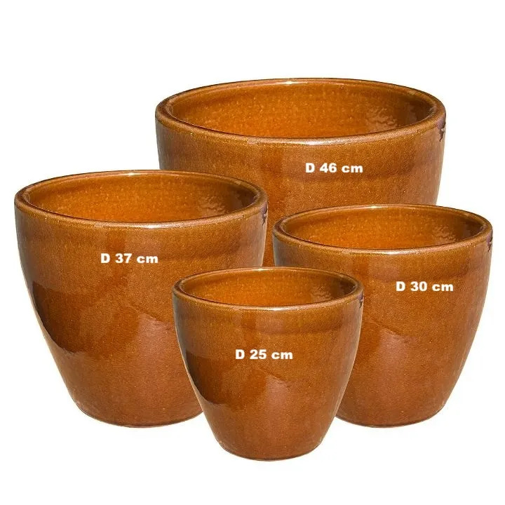 [1000524] Pot Olive rond émaillé Cognac D30 Ht 25 cm (VDG)