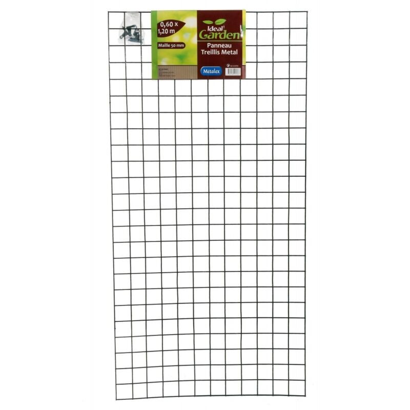 [1000677] Panneau treillis rigide maille carrée en acier galvanisé plastifié vert Metalex®, set de fixation - 50 mm - 60 x 120 cm