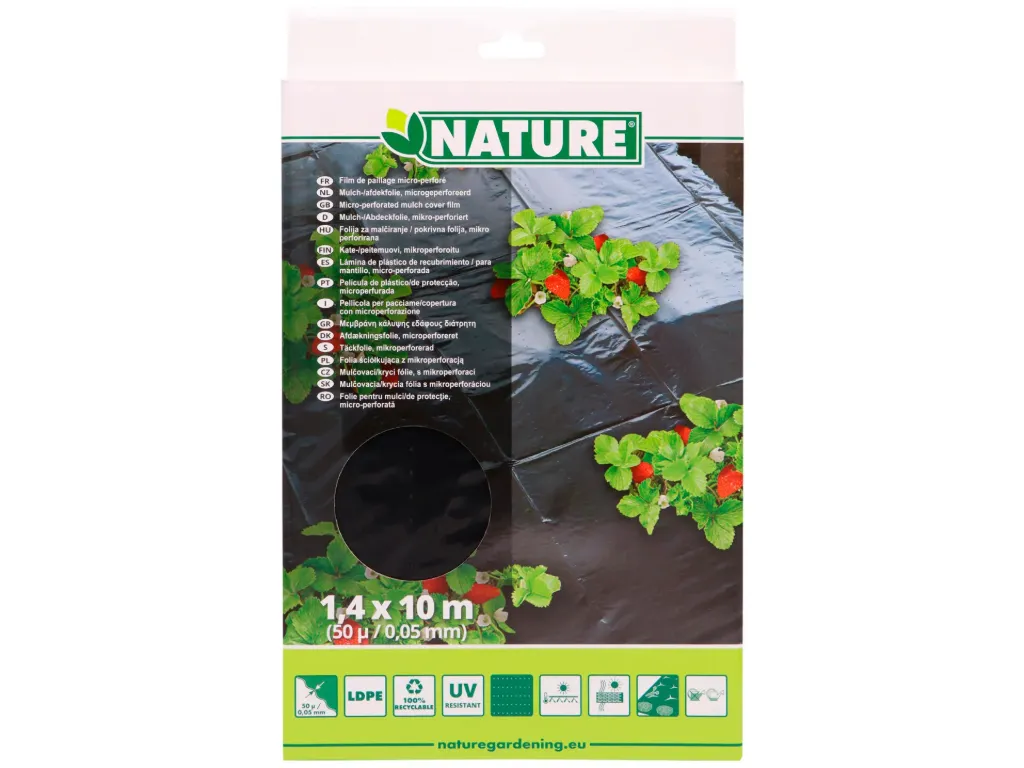 [1000687] Film de paillage micro-perforé spécial fraises - LDPE noir, 50µ - 1,40 x 10 m